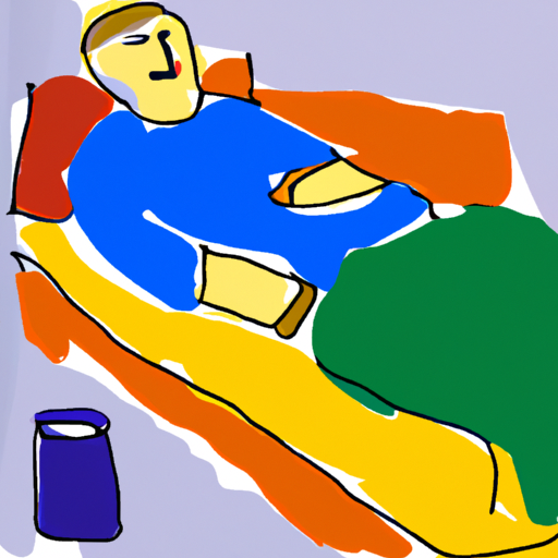 Amateur style painting of a man laying on a sofa