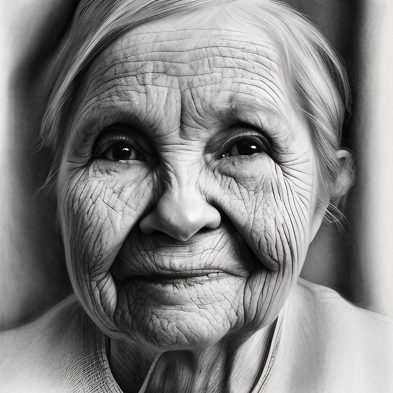 Black and White portrait of an old woman