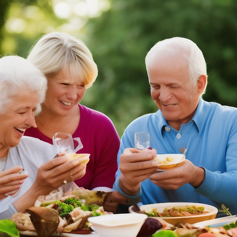 Picture of Senior Citizens Having Dinner